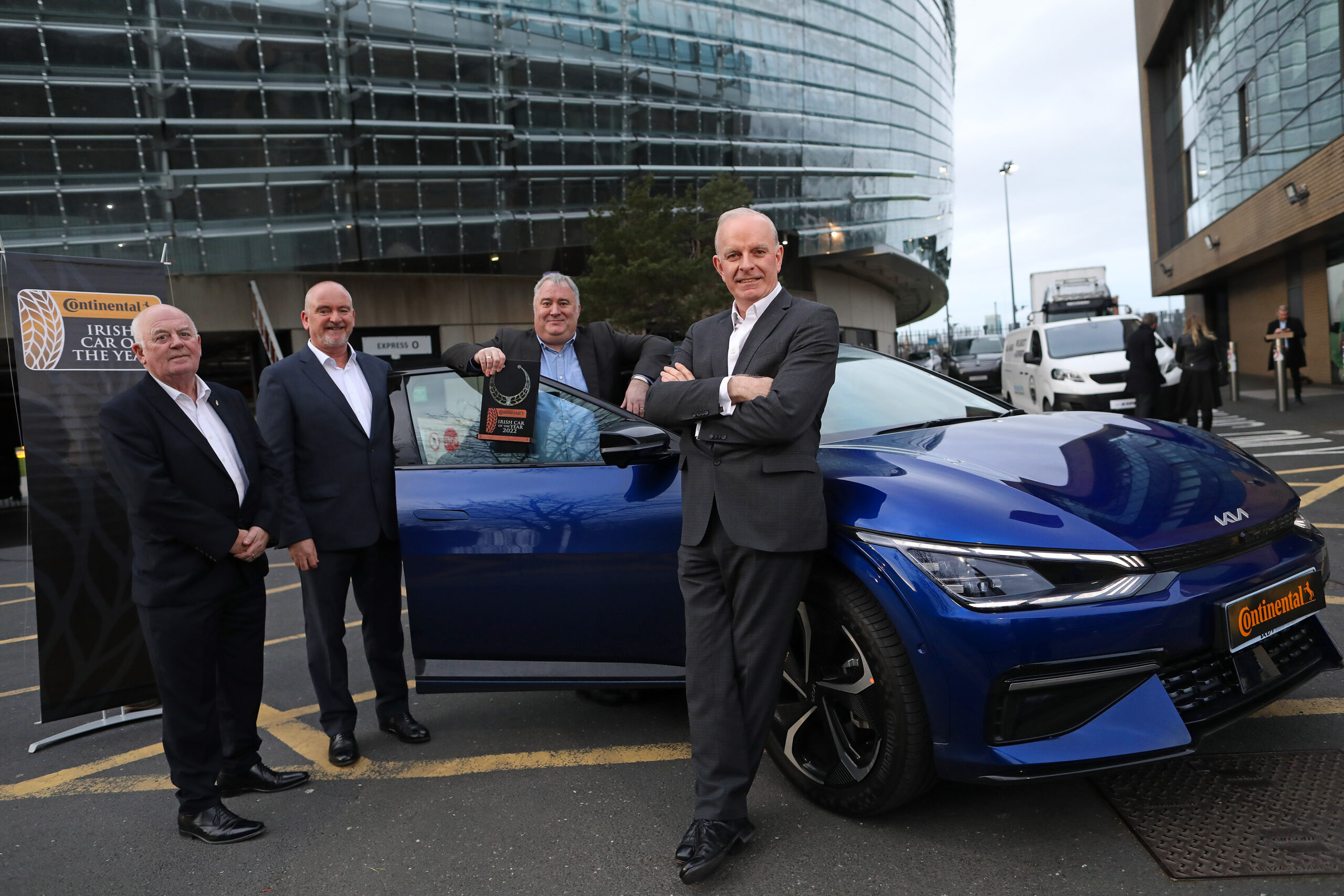 Anthony Conlon and Cathal Doyle, Joint Chairmen, Irish Car of the Year Committee; Ronan Flood, Kia Ireland; and Tom Dennigan, Continental Tyres Ireland